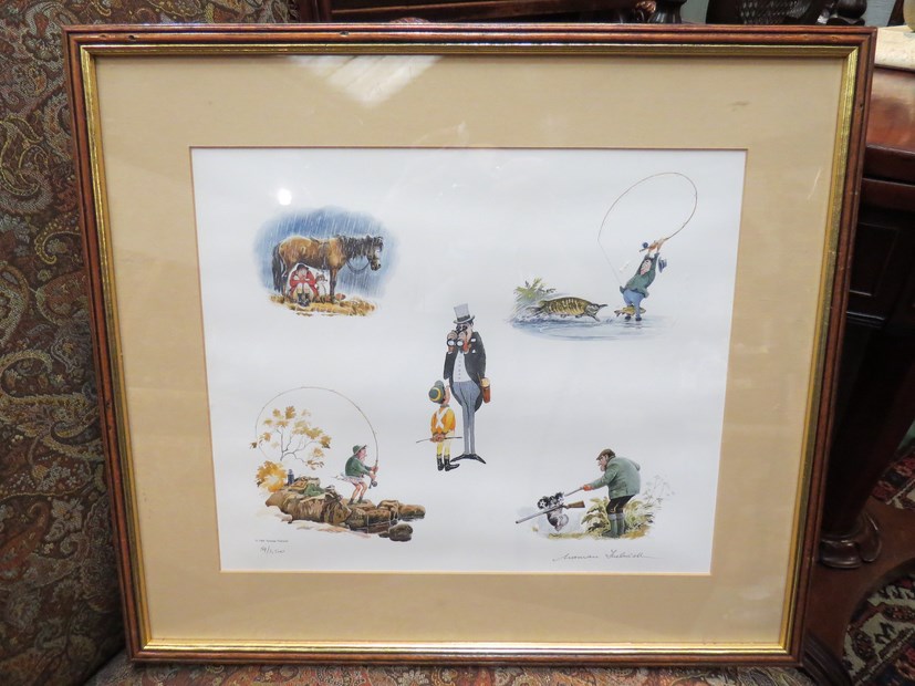 A Norman Thelwell signed limited edition print number 59/2500 depicting humorous countryside