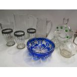 Mixed glass including jugs, decanter, glasses,