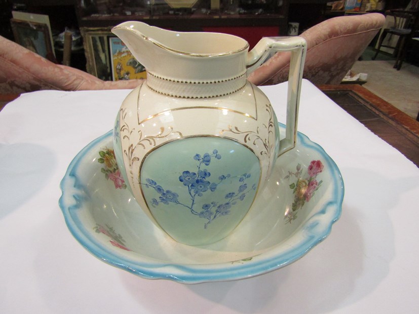 A Victorian wash jug and associated bowl,