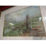 LOUISE ANNAND: A chalk picture entitled "Sky Clearing" depicting family in rural scene,