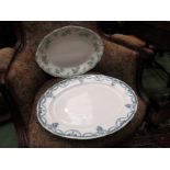 A Losol ware blue and white meat plate and a "Trentham" pattern meat plate