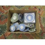 A selection of blue and green Wedgwood Jasperware