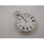 Silver single fusee pocket watch,