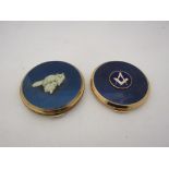 Two compacts including cat decorated