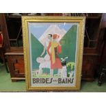 A gilt framed deco style French Art poster after L Benigni "Brides Les Bains en Savoie",