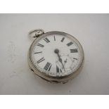 A silver pocket watch with Roman chapter ring a/f