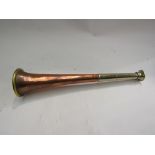 An early 20th Century George Parker and Sons of London copper and silver plated hunting horn,