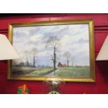 PETER MERRIN: 'East Anglian Elms in Winter' oil on board, signed lower right, gilt framed,