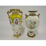 Two Edwardian Royal Crown Derby porcelain vases, each of delicate floral design.