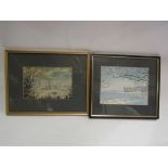 HARRY PETERS: Watercolour entitled 'Moonlight and Mist' and LESLIE HAWKES 'Winter Sunshine