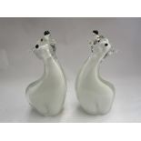 A pair of glass polar bear book ends,