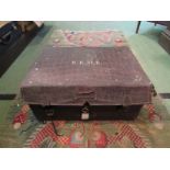 A vintage metal deed box with crocodile skin case cover a/f