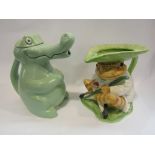 A Beatrix Potter jug and Carlton Ware crocodile teapot
