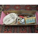 A Mauchlineware "Saltaire" souvenir box, a Chinese agate ware tea pot,