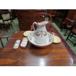 A Victorian "Tiber" wash jug and bowl together with matching dish a/f