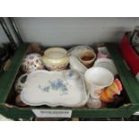 A box of china bowls, vases,