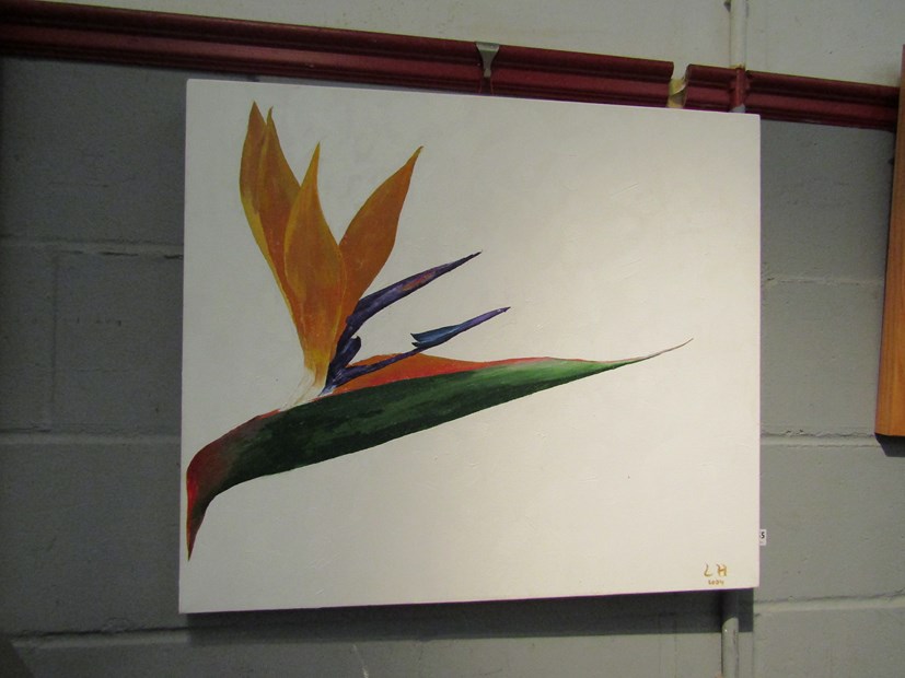 A modern oil on canvas of bird of paradise,