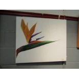 A modern oil on canvas of bird of paradise,