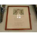 A Kate Greenaway 1920's book plate depicting a girl "Gentle Jesus, Meek and Mild",