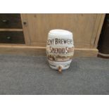 A Trent Brewery "Splendid Stouts" ceramic beer barrel with tap,