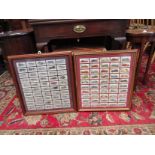 A pair of reproduction sets of auto and motorcycle cigarette cards,