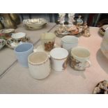 A collection of Edward VII ceramics including beaker, tankard,