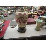 A Victorian vase on brass stand possibly base of an oil lamp