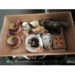 Two boxes of mixed including ornaments and jugs etc.