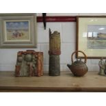 Three Marie Whitby figural groups, a Bernard Rooke vase,