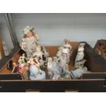 A collection of Victorian porcelain figures and figurines including Nao