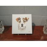 An acrylic on canvas of a Terrier dog,