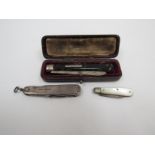 A tortoiseshell and silver penknife,