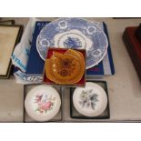 A Spode commemorative plate, Worcester pin dishes etc.