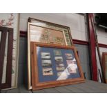 Four framed and glazed displays of cigarette cards and collectors cards