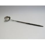 A Georgian silver toddy ladle with twisted baleen handle,