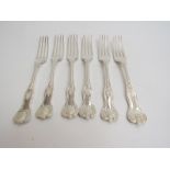 A set of six Elizabeth II silver King's pattern table forks. Sheffield 1961.