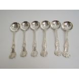 A set of six Elizabeth II silver King's pattern soup spoons. Sheffield 1961.