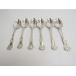 A set of six Elizabeth II silver King's pattern dessert spoons. Sheffield 1961.