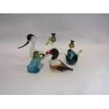 Langham glass bird paperweights and associated items (5)