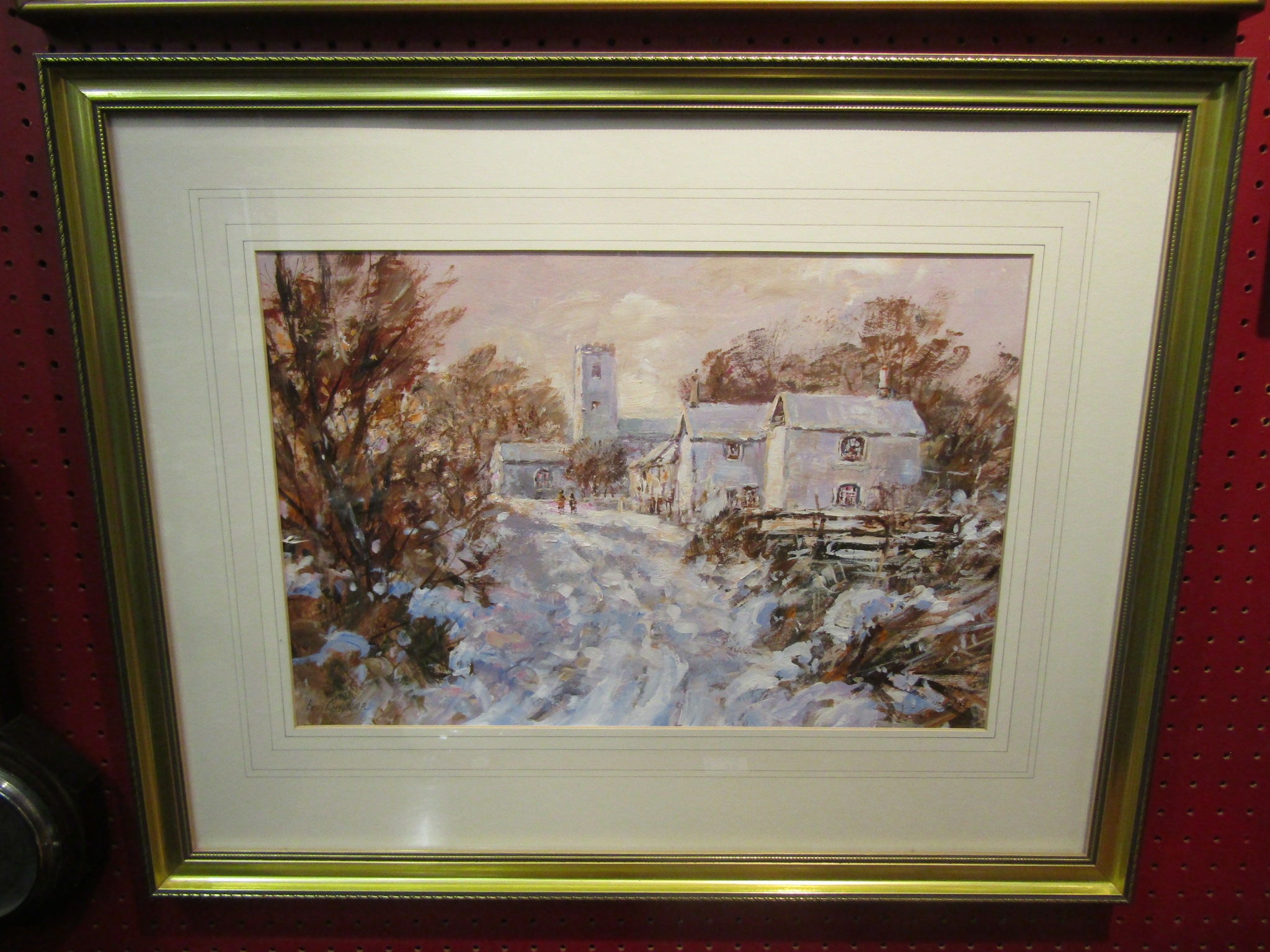 BENJAMIN RIPPER: Winter at Carbrooke, gouache, gilt framed and glazed, 28cm x 42cm,