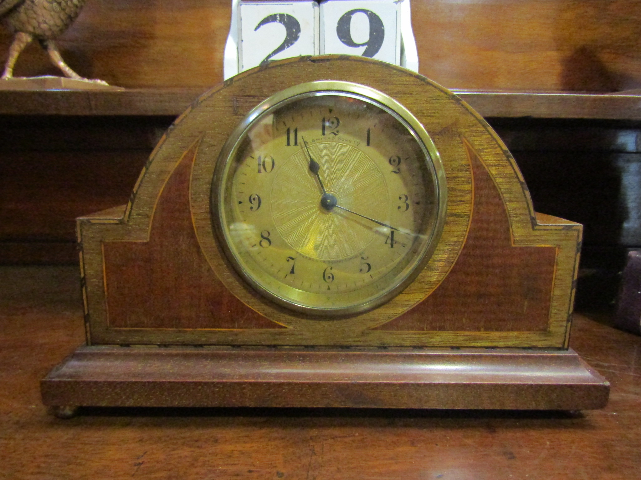 A mahogany inlaid mantel clock - Image 2 of 2