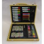 A wooden cased Artists set with contents