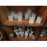 A selection of crystal glasses including champagne, tumblers,