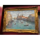 DAVID BAXTER (b.1942): An oil on board, Grand Canal, Venice. Signed bottom right.