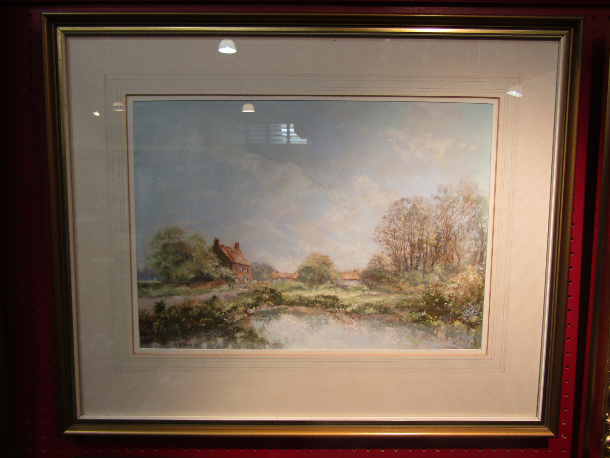 BENJAMIN RIPPER: Winter at Carbrooke, gouache, gilt framed and glazed, 28cm x 42cm, - Image 2 of 2