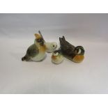 Four USSR porcelain bird figures including duck