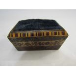 A Tunbridge ware pin cushion 6cm long