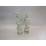 A pair of blanc-de-chine figures of Guanyin