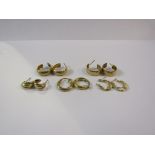 Five pairs of gold earrings including 9ct gold, 6.