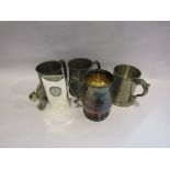 Pewter tankards,